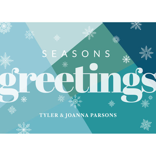 Color Block Seasons Greetings Flat Holiday Cards